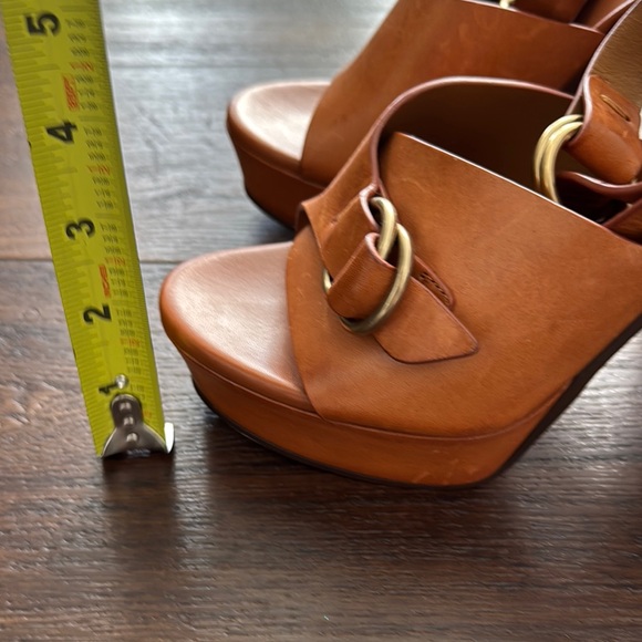 Chloe NWOT Kingsley Platform Leather Ankle Strap Women's caramel Leather Sandals - Picture 7 of 14